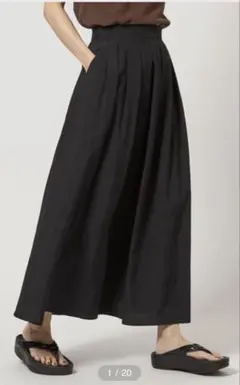 グリーンレーベルリラクシング 撥水加工 ブラック フレアロングスカート