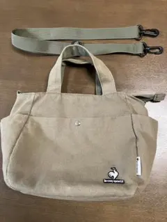 ルコック　スポルティフ　トートバッグ　ショルダー付き　ポケットたくさん　カーキ