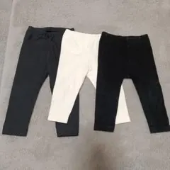 80　ユニクロ　パンツ３本(レギンスパンツリブ2本、フリースパンツ1本)