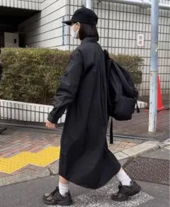 シンプル コットン ロング ワンピース 黒 onepiece