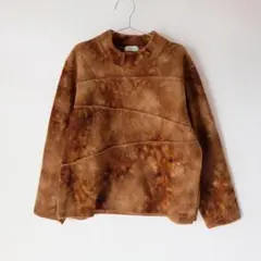 USED 古着 y2k ブラウン タイダイ フリース パッチワーク トップス