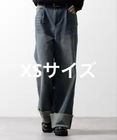 CLEL ヴィンテージデザイン ロールアップデニムパンツ インディゴブルー XS