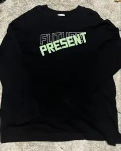 【GU】FUTURE PRESENT プリントロゴ長袖Tシャツ 黒Lサイズ