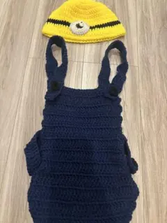 ミニオン風 ニット ロンパース 帽子 セット ベビー