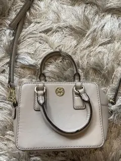 《極美品》Tory Burch ライトグレー(グレージュ寄り)本革ポーチ