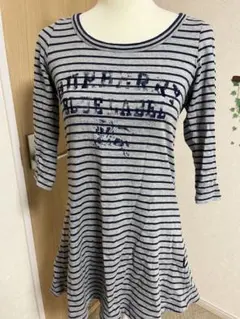 処分☆バーバリーブルーレーベル☆グレー☆ボーダーワンピース
