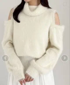 オフショルダー タートルネックニット FREEサイズ