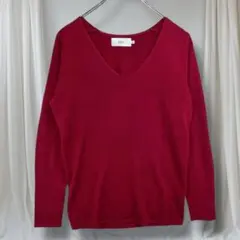 AZULバイマウジー ニット L 赤 Vネック 長袖 シンプル きれいめ 秋冬