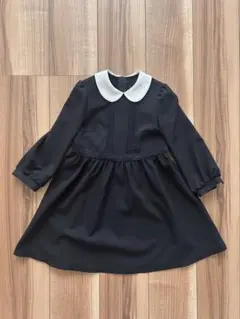 黒白襟付き長袖ワンピース 100cm