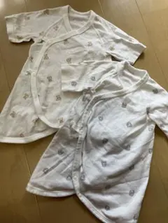 クマ柄短肌着2枚セット