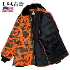 00s ヴィンテージUSA古着 迷彩柄ジャケット オレンジ XL 肉厚アウター