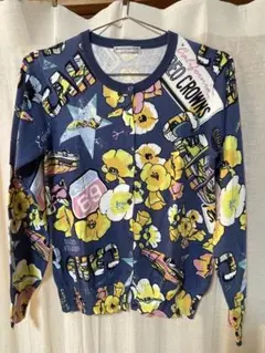 RODEO CROWNS 花柄カーディガン 長袖 ネイビー