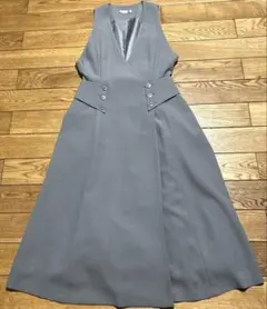 LAUGISS グレー ノースリーブ ロングワンピース　Lサイズ　バックリボン