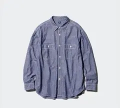 シャンブレーオーバーシャツ ブルー長袖シャツ