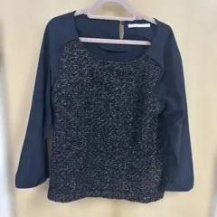 アーバンリサーチ　フリーサイズ　ネイビー　七分丈ブラウス　ツイード　秋冬