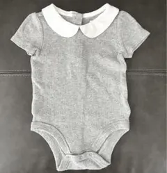 グレー リブ編み 襟付きロンパース 6-12ヶ月