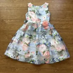 発表会や結婚式にも最適　花柄ノースリーブワンピース　130cm