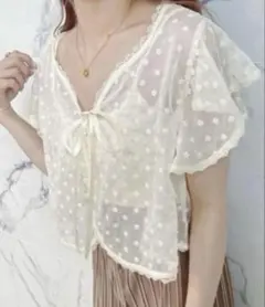 JUMELLE ジュメロ　シアーボレロ カーディガン アイボリー　Fサイズのサムネイル