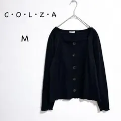 コルザ リブニットカットソー M ブラック 長袖 メロウ スクエアネック