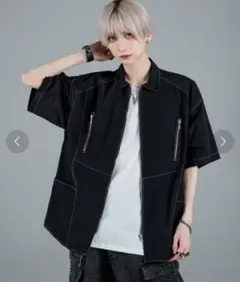 ADRER ステッチアンドジップコットンナイロンシャツジャケット