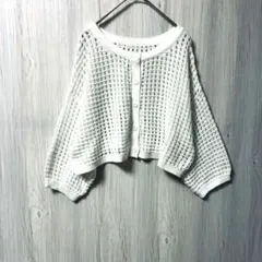 INGNI イング メッシュニット カーディガン ホワイト ショート丈 Mサイズ