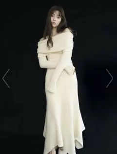 【FRAY.ID】オフショルアシメヘムニットワンピース