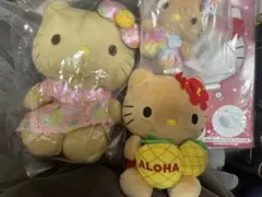 こげキティハワイアンキティぬいぐるみ2つ、キーホルダー、キティミラー　4点セット