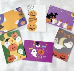 ハロウィン　6枚セット　ポストカード　ハガキ　かわいい　イラスト　デザイン　秋