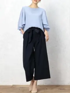 green label relaxing ハイウエスト リボン ワイドパンツ