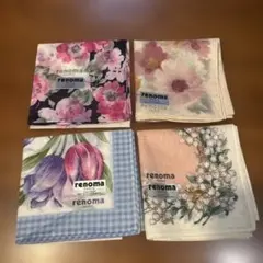 【新品未使用】renoma フラワー柄 ハンカチ４枚セット