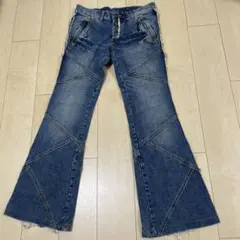 トルネードマート パッチワークデニムパンツ フレア インディゴ Y2K