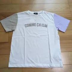 新品☆コムサイズム　白×ベージュ×ラベンダー　半袖ロゴTシャツ140㎝のサムネイル