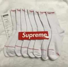 4足　Supreme ホワイト　hanes シュプリーム　クルーソックス 新品