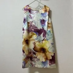 【美品】花柄ワンピース 水彩 ひざ丈 フラワー 派手 アーバンリサーチROSSO