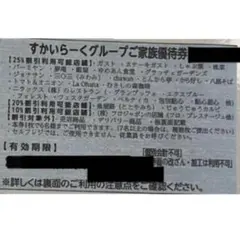 すかいらーく25%引きご家族優待券 2026年2月末日まで