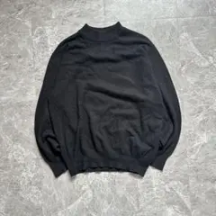 カシミヤセーター（L相当）モックネック＊ニット＊カシミア＊ブラック＊ゆるダボ