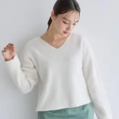 Andemiu ニット セーター 「洗える」アンゴラショートVネックニット Andemiu（アンデミュウ） ニット セーター 「洗える」アンゴラショート