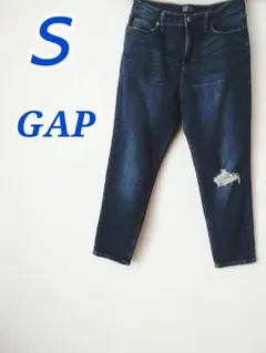 GAP ギャップ S ブルー ダメージデニム カジュアル スリム ロング丈