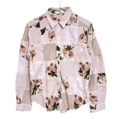 【美品】ピンクハウス パッチワーク バラ 花柄 チェック シャツ ブラウス