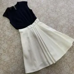 TED BAKER 春夏ロングワンピース1ネイビー×白　カットソー×ワッフル