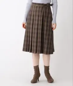 1/4限定！index(インデックス)グレンチェック ラップフレアスカート