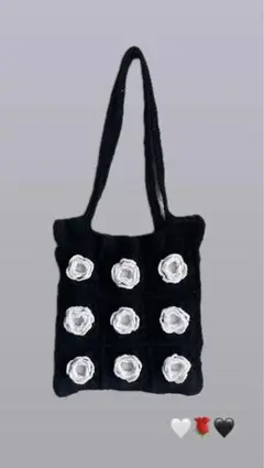 ばら 編み物 モチーフ トートバッグ ハンドメイド 花