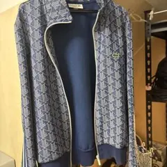 LACOSTE 総柄 ジップアップ ジャージ ブルー FR3