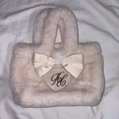 ハートロゴリボン付きエコファーバッグ