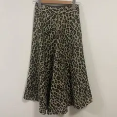 イエナ レオパード スカート フレア 36 茶黒 ポリエステル デートお出かけ