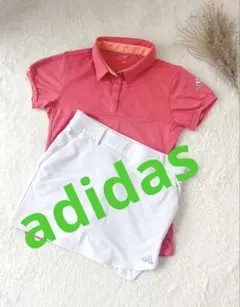 adidas アディダスピンクポロシャツ ホワイトスカート セット
