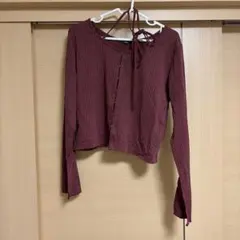 Kastane リブ 長袖 カットソー ボルドー