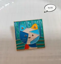 No.001 猫の油絵 ユニーク 飾り ブローチ ピンバッジ