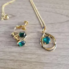 中古【 ケンテルエメラルド 】イヤリング ネックレス トウキョーロイヤル