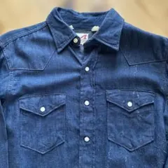 60's MAVERICK 白タグデニムウエスタンシャツ 濃紺USA製のサムネイル